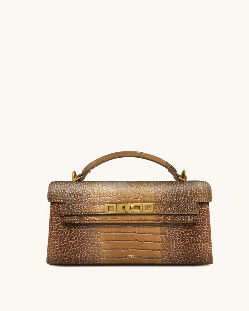 Noor Top Handle Bag - Brown Croc