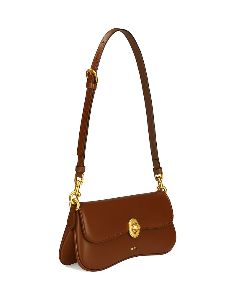 Elena Vegan Leather Crossbody Bag - Brown
