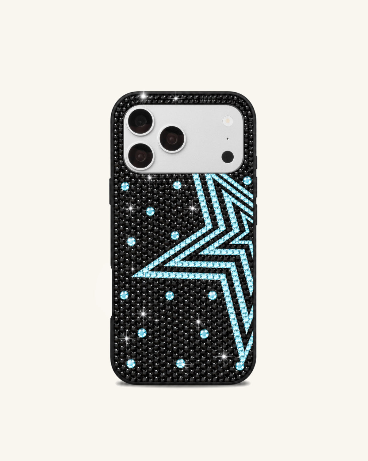 Sparkling Blue Star Phone Case – Black