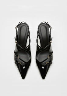 Maya Buckled Slingbacks – Black