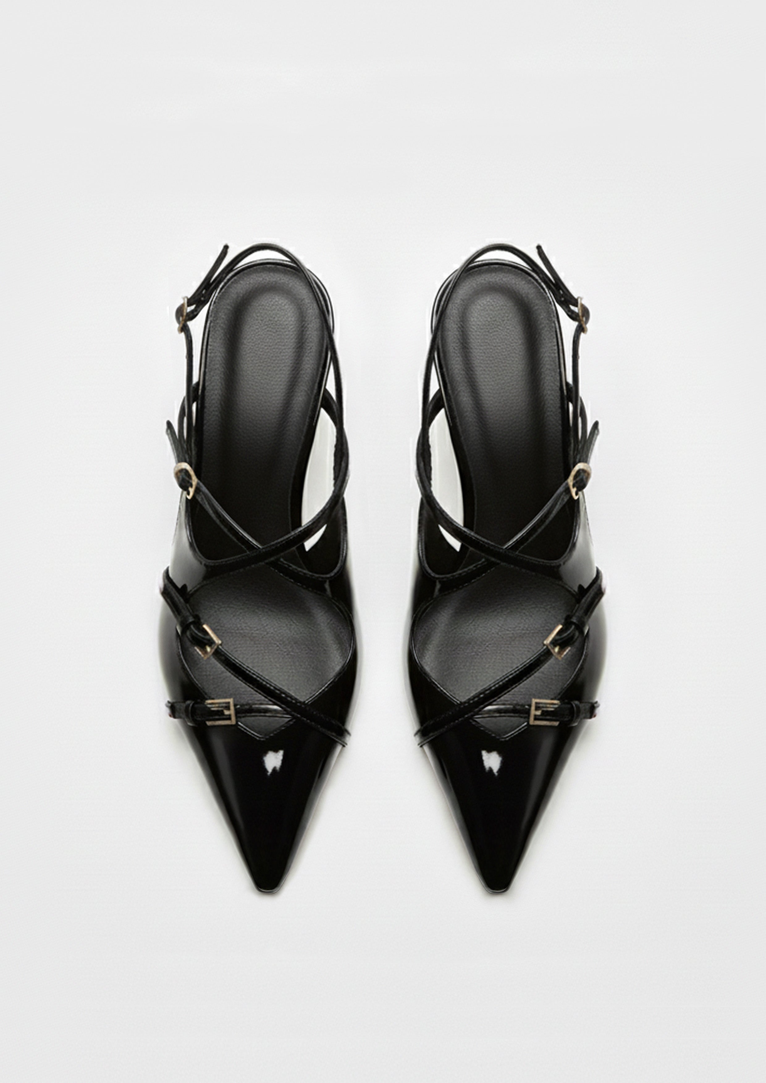 Maya Buckled Slingbacks – Black