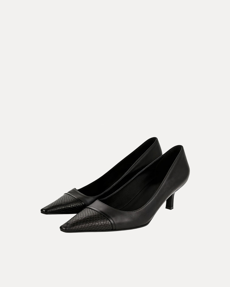 Vivian Textured Tip Pumps – Black