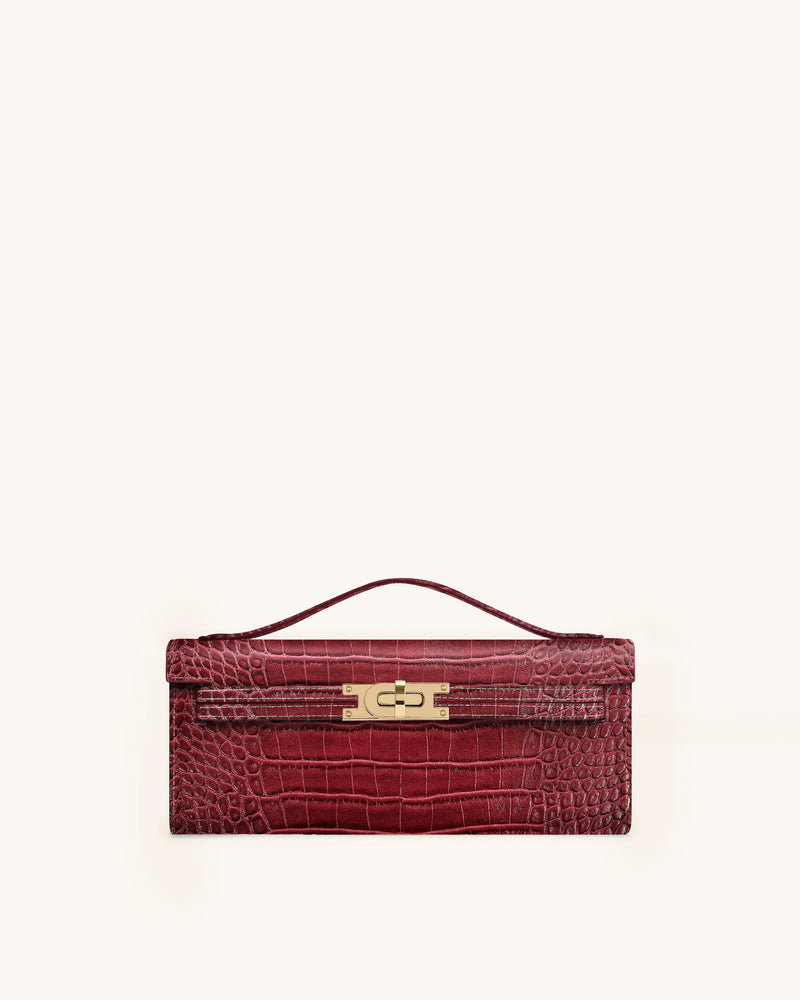 Bria Structured Top Handle Bag - Burgundy Croc