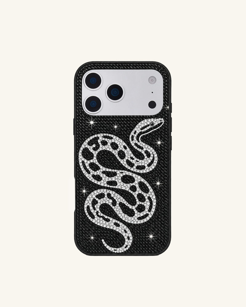 Snake Artificial Crystal Phone Case - Black