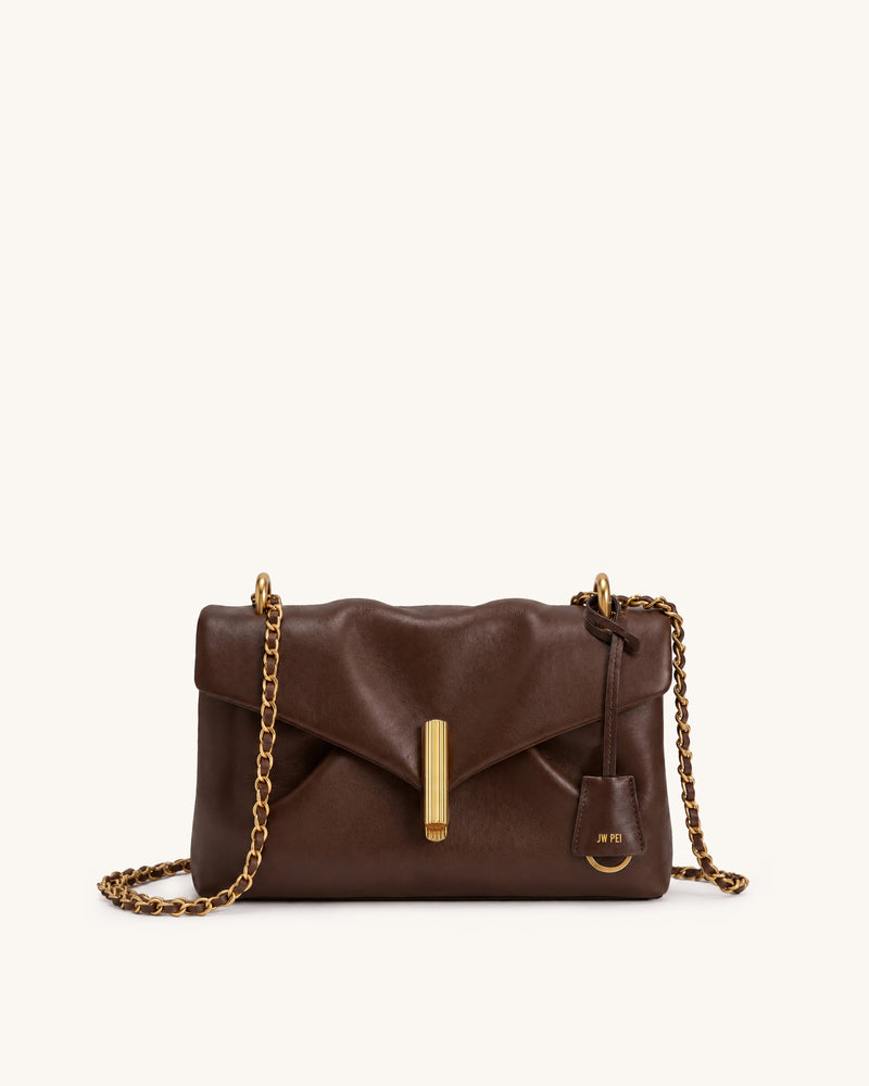 Valerie Envelope Chain Bag - Dark Brown