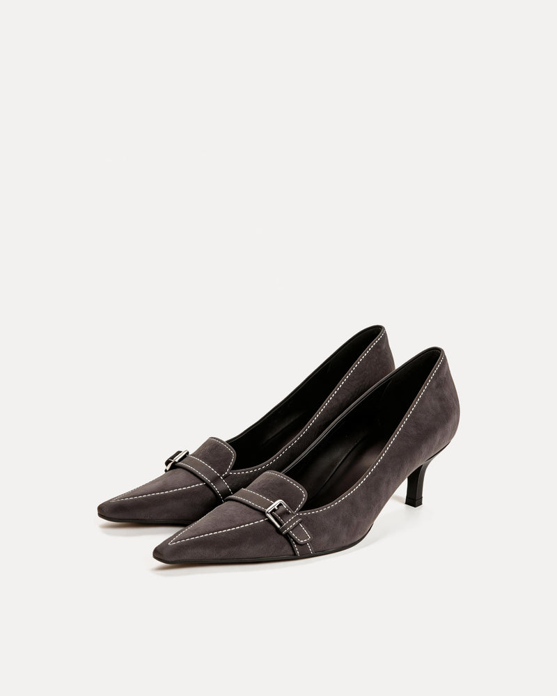 Fiona Buckle Detail Pumps – Grey