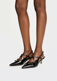 Maya Buckled Slingbacks – Black