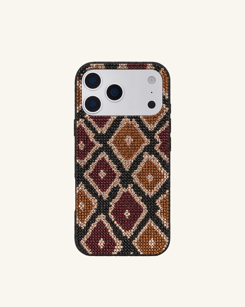 Geometric Rhinestone Phone Case – Brown