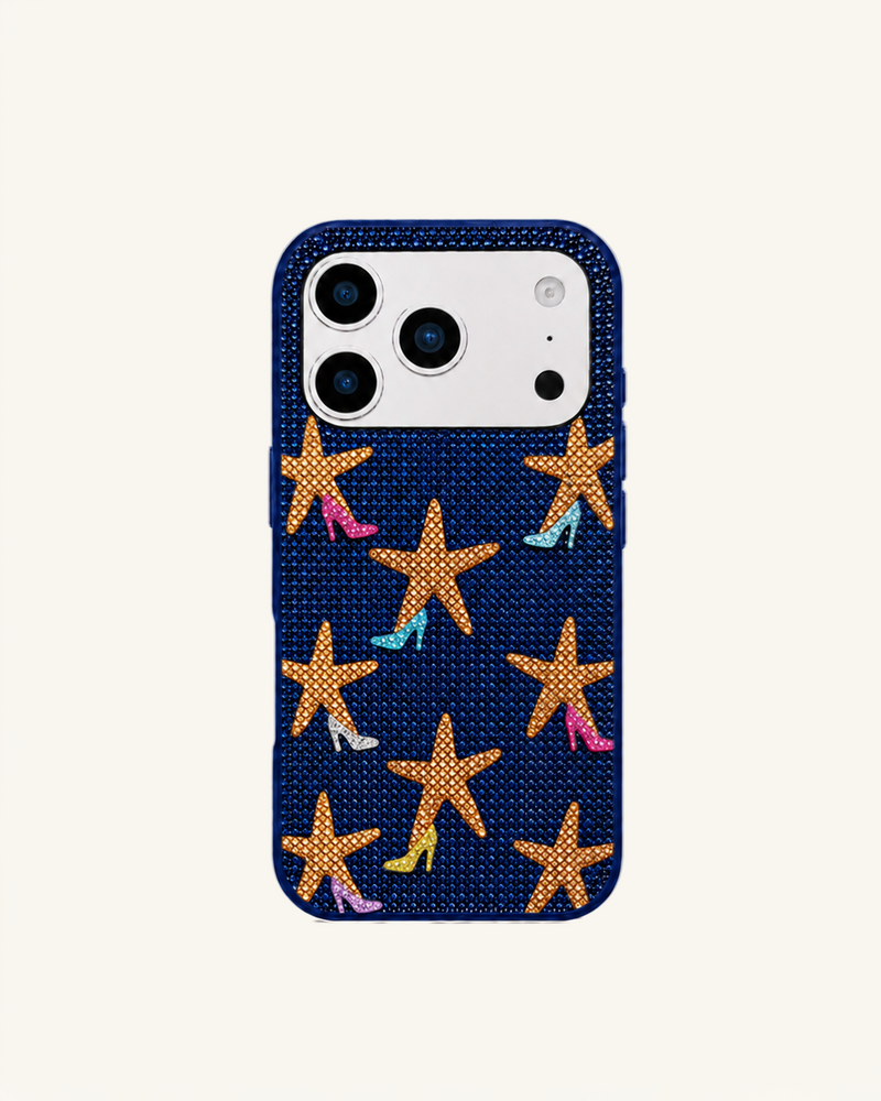 Starfish Rhinestone Phone Case – Blue