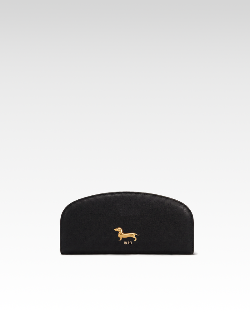 Maeve Dachshund Emblem Half-Moon Wallet - Black