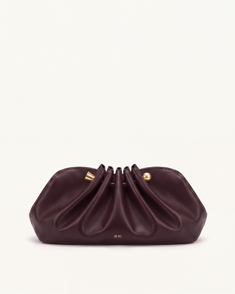 Naomi Ruched Dome Clutch – Burgundy