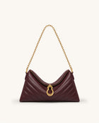 Jayla Metal Pendant Embellished Quilted Chain Shoulder Bag - Burgundy