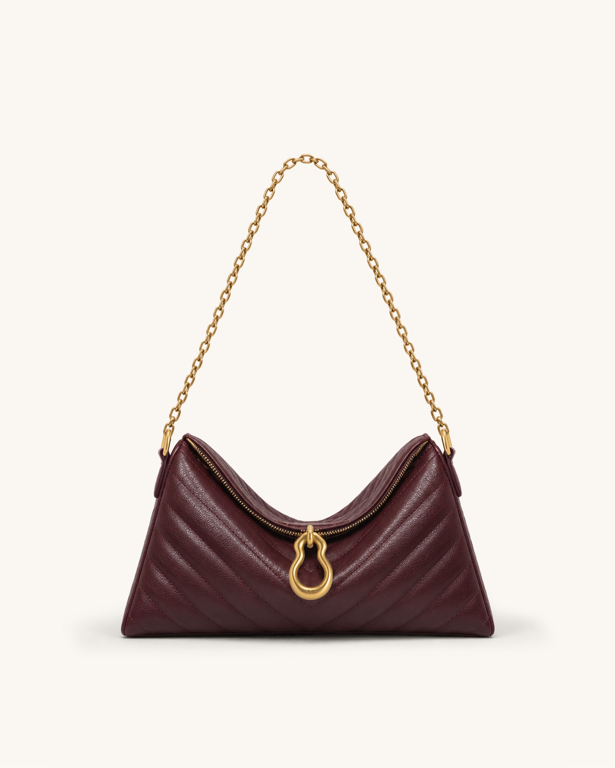 Jayla Metal Pendant Embellished Quilted Chain Shoulder Bag - Burgundy