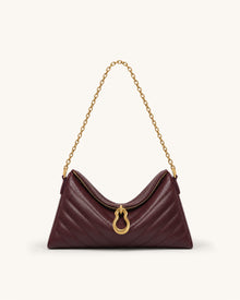 Jayla Metal Pendant Embellished Quilted Chain Shoulder Bag - Burgundy