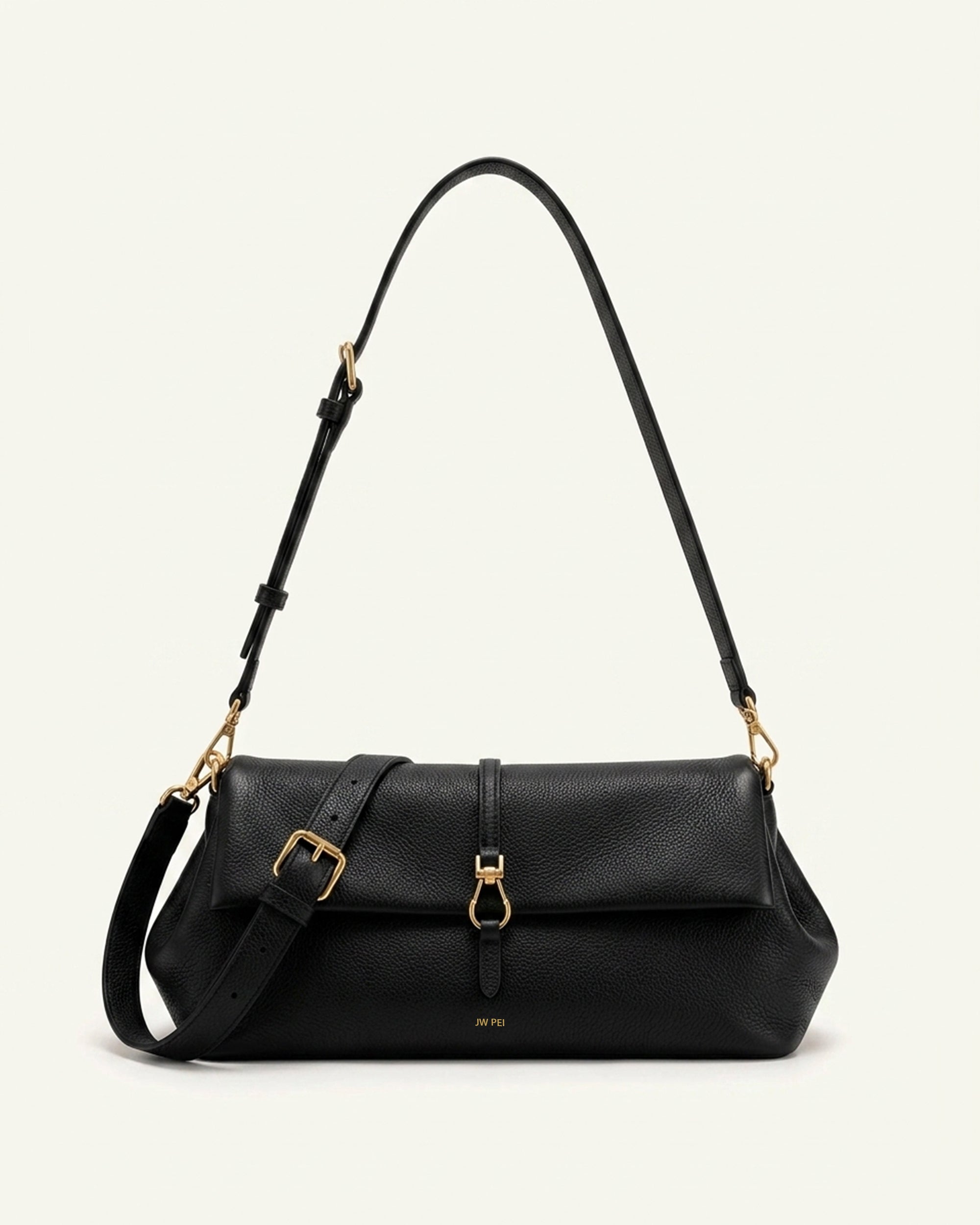 Bruna Multi-Function Flap Shoulder Bag – Black