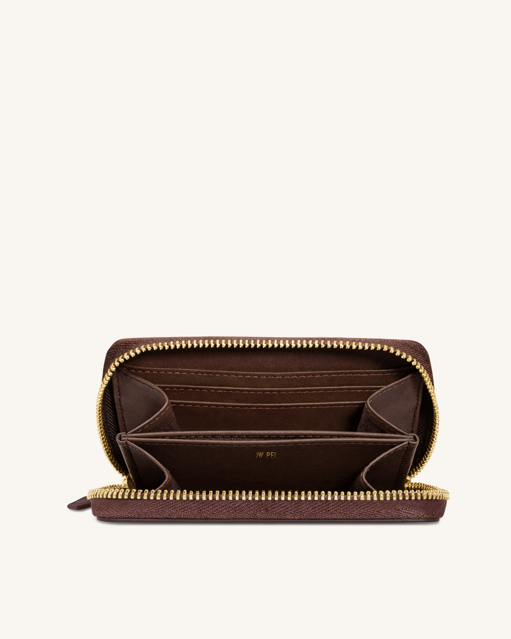 Maeve Dachshund Metal Emblem Zip Wallet - Chocolate | JW PEI