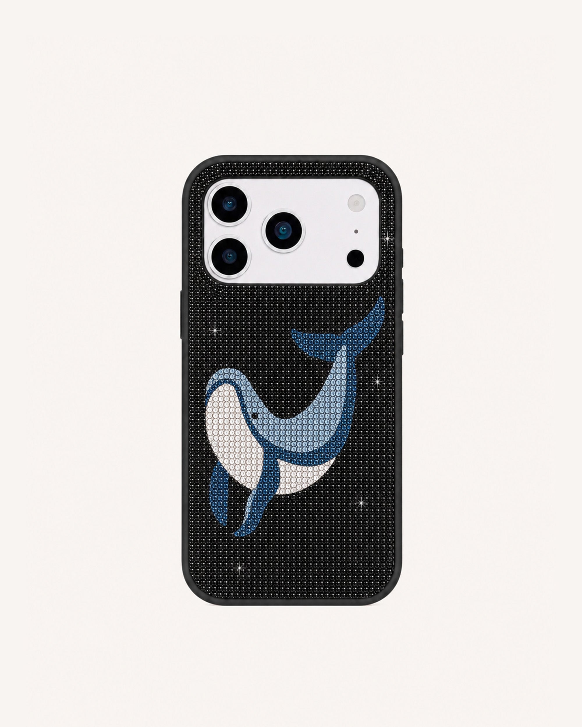 Blue Whale Artificial Crystal Phone Case - Black