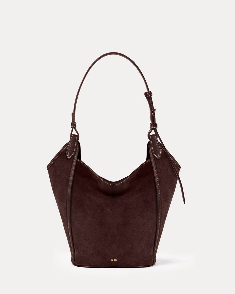 Ellis Faux Suede Bucket Bag - Brown