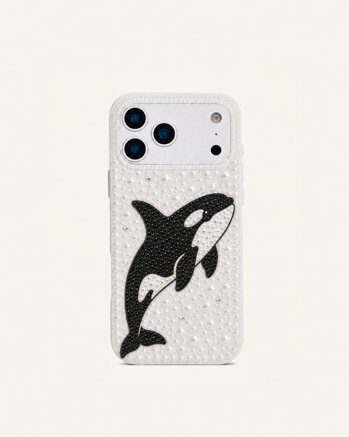 Orca Pearl Embellished Phone Case – White