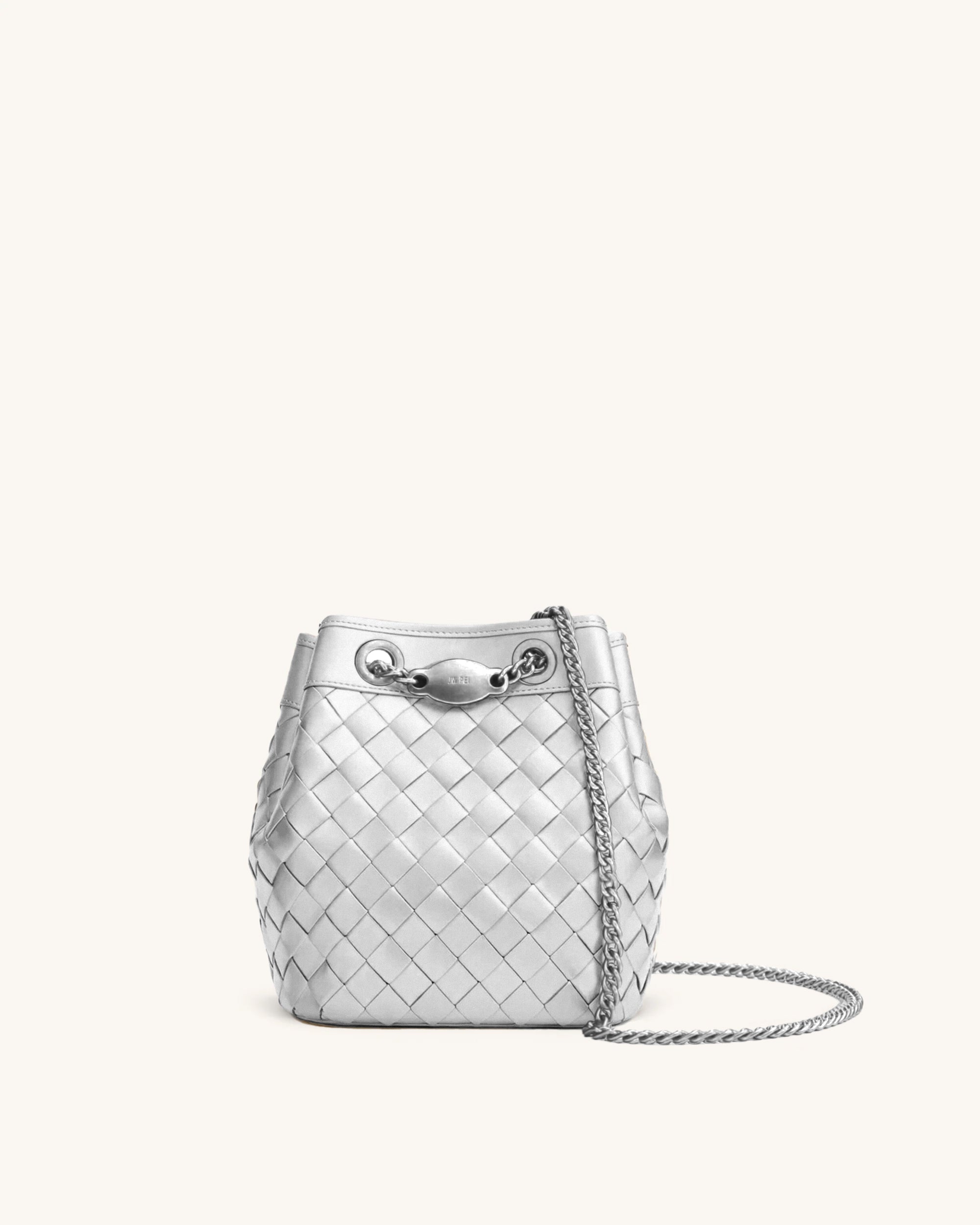 Yara Hand-Woven Bucket Bag - Silver