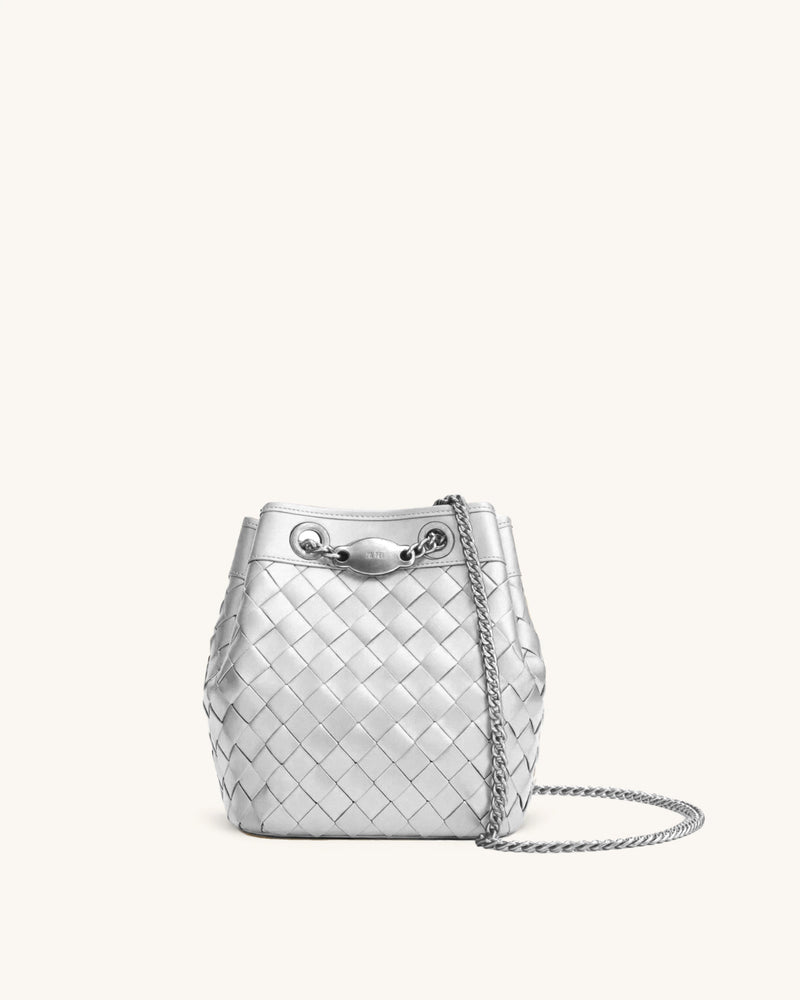 Yara Hand-Woven Bucket Bag - Silver