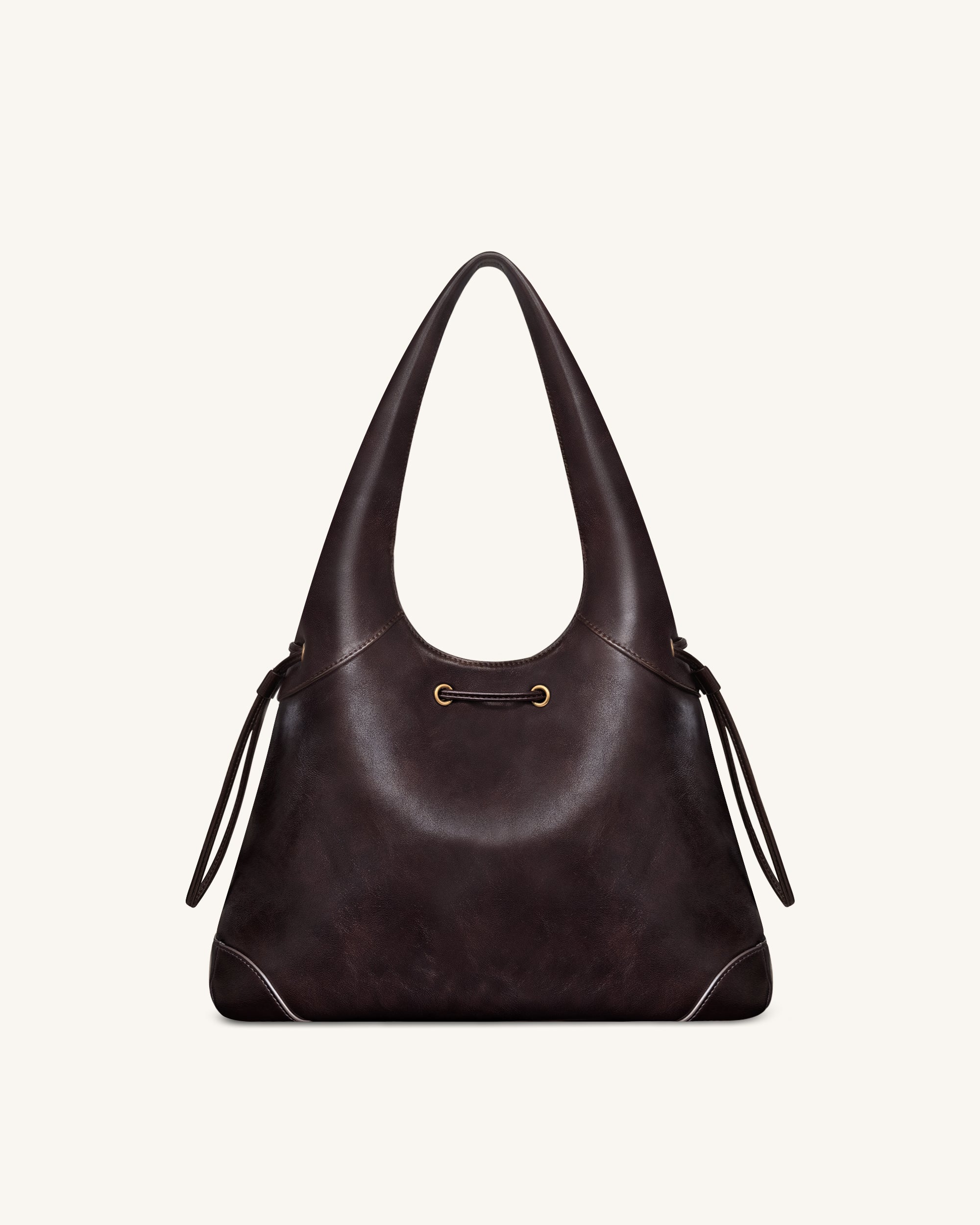 Elara Drawstring Hobo Bag - Dark Brown
