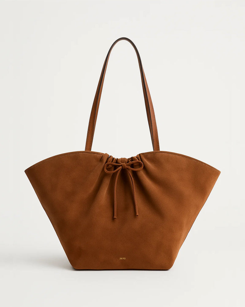 Mia Faux Suede Tote Bag - Brown