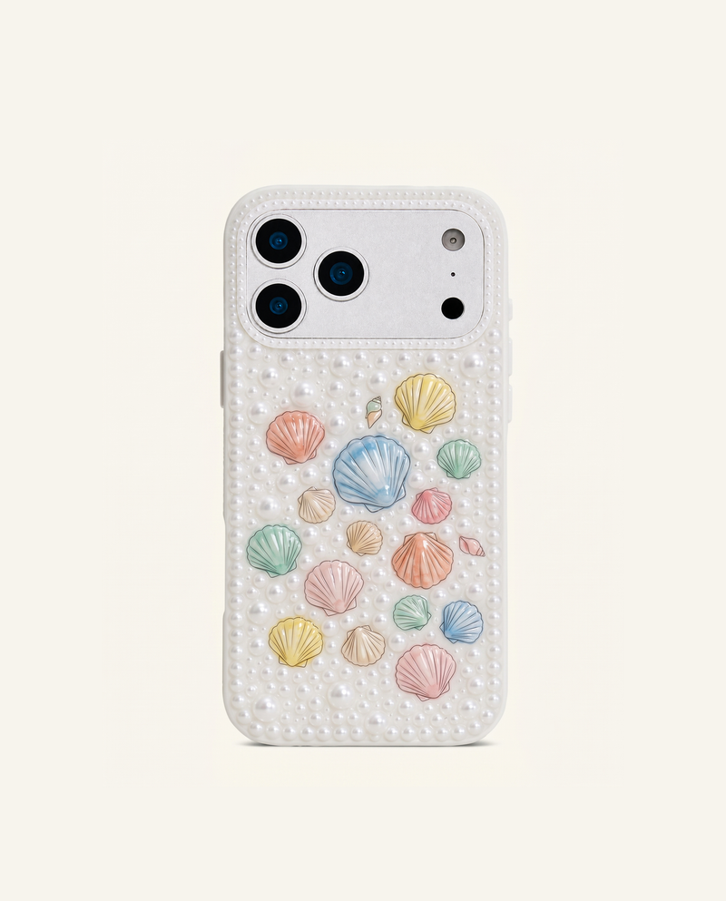 Pastel Seashell Pearl Phone Case - White