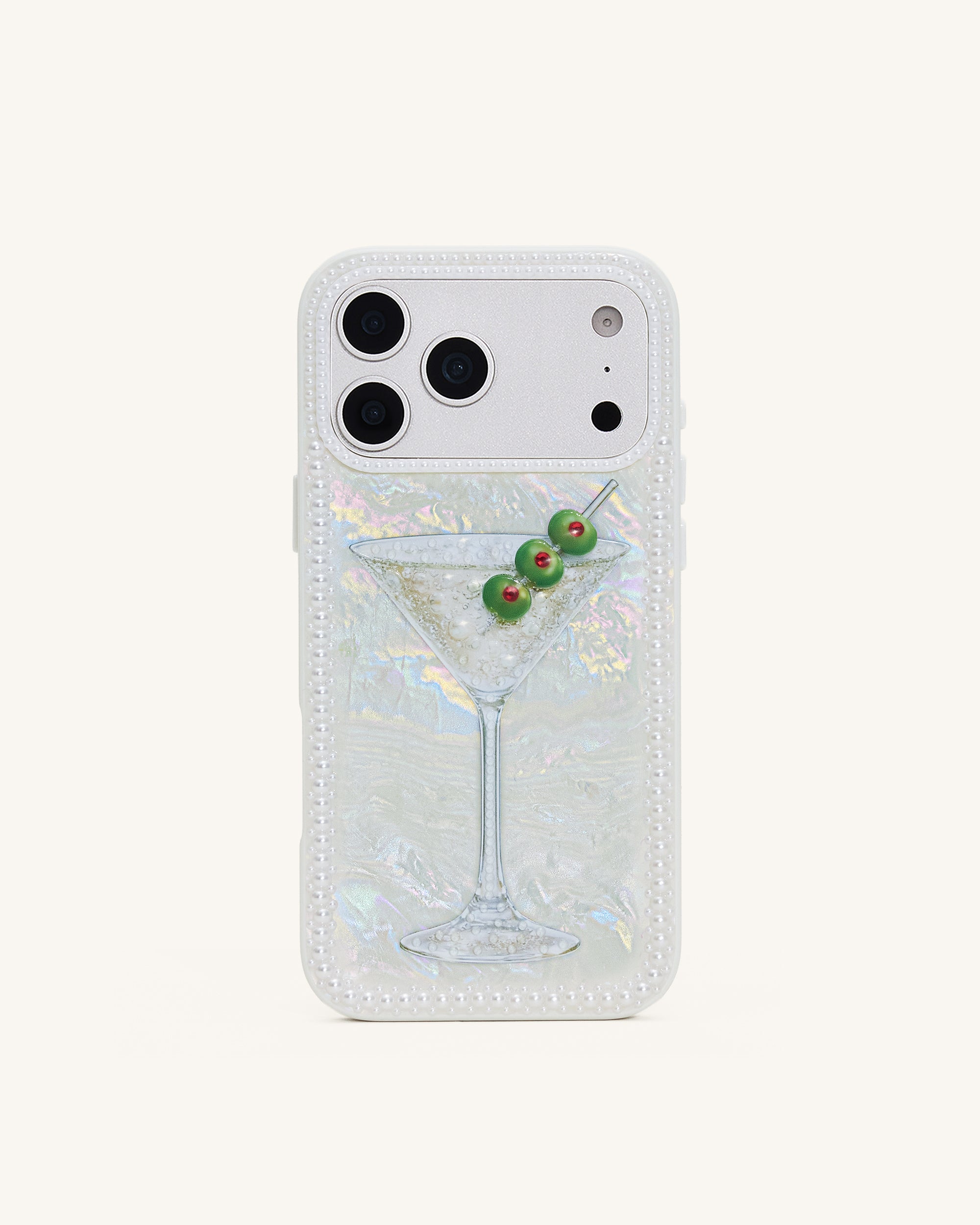 Pearl Martini Iridescent Phone Case - White
