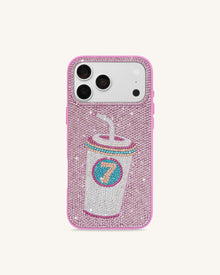 Lucky Number 7 Drink Artificial Crystal Phone Case - Pink