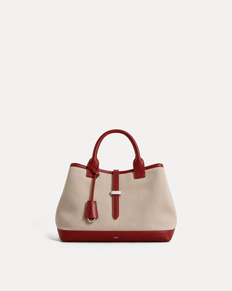 Contrast Tote Bag - Beige