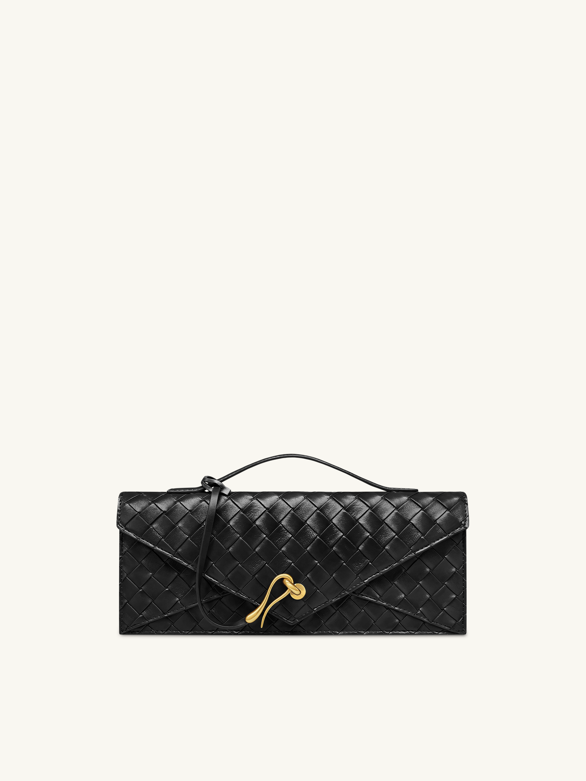 Celeste Woven Textured Envelope Top Handle Bag - Black