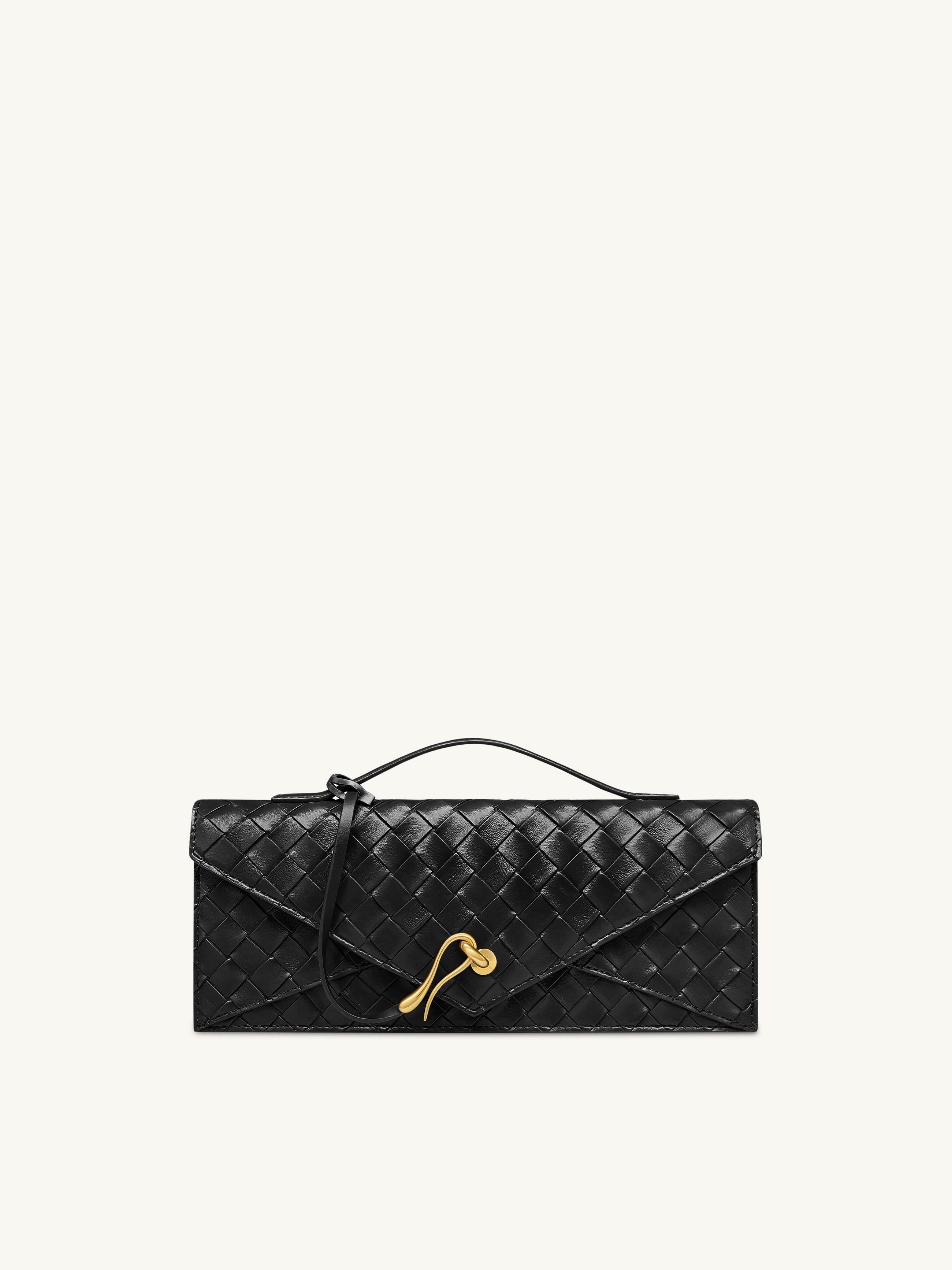 Celeste Woven Textured Envelope Top Handle Bag - Black