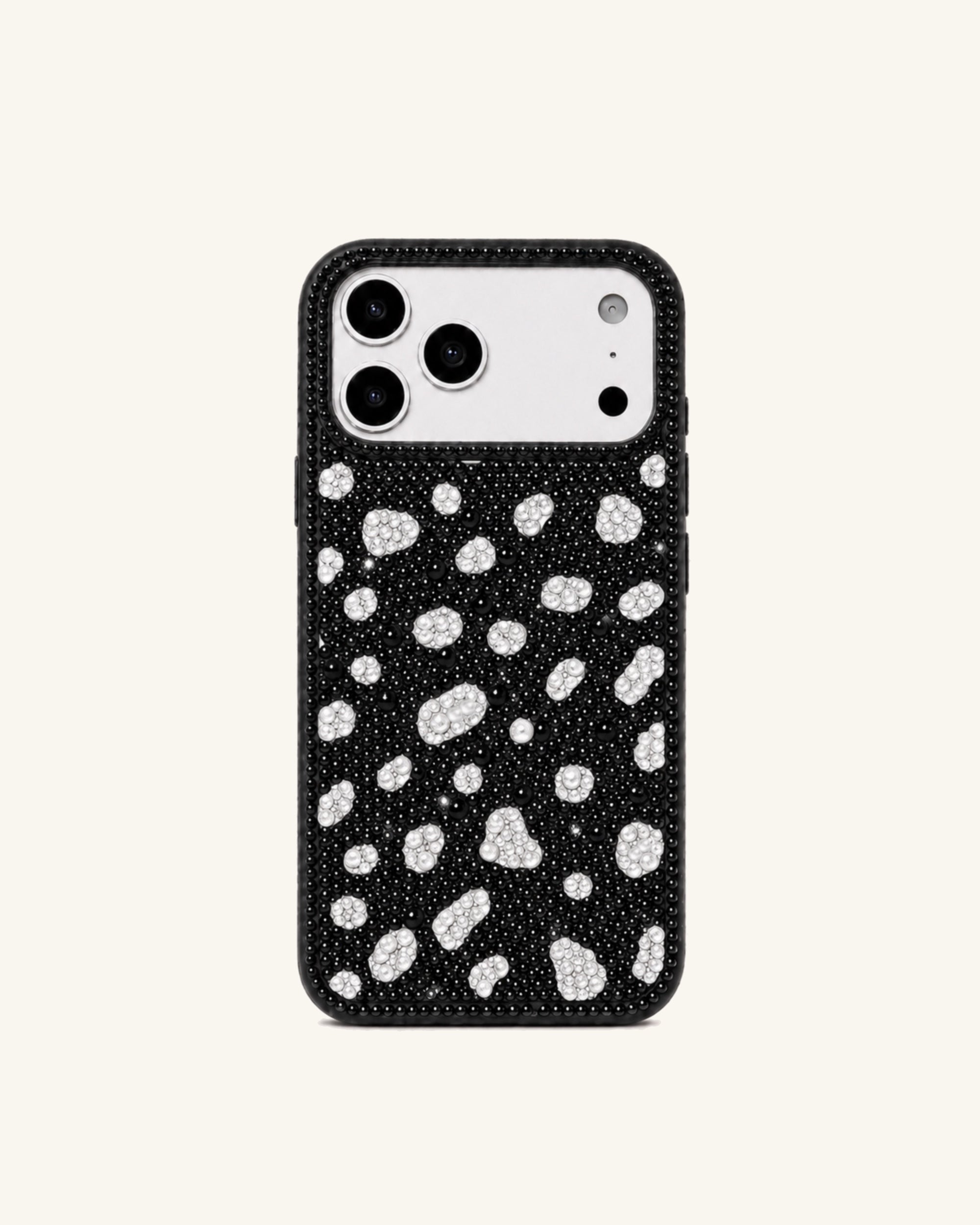 Dalmatian Print Artificial Crystal Phone Case - Black