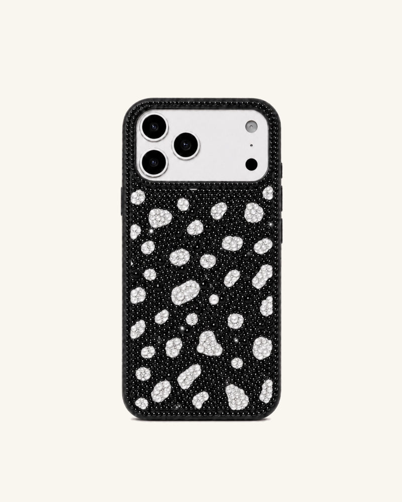 Dalmatian Print Artificial Crystal Phone Case - Black