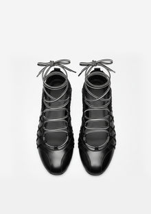 Nina Lace-Up Ballet Flats – Black