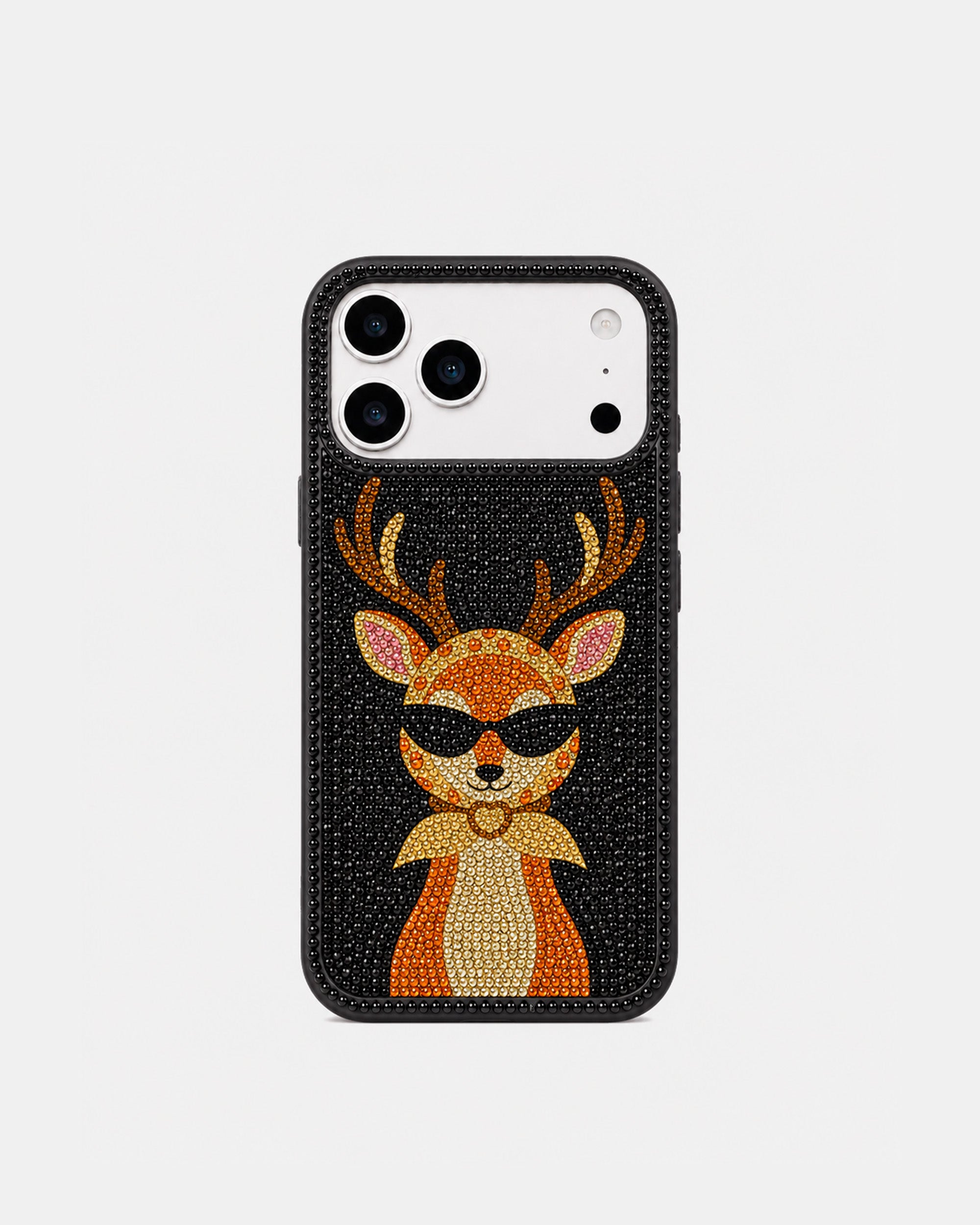 Cool Deer Artificial Crystal Phone Case - Black