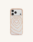 Pearl Heart Artificial Crystal Phone Case – White