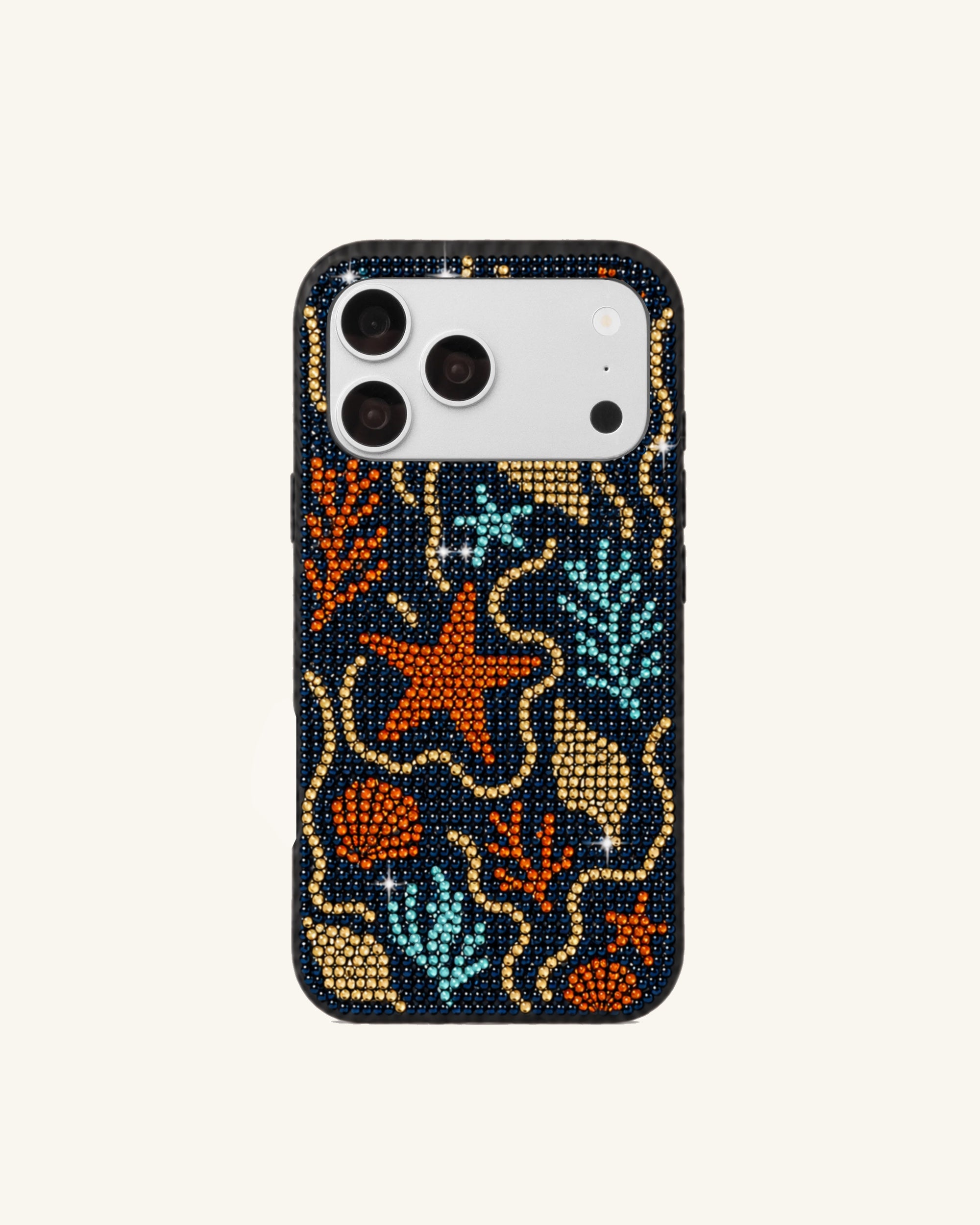 Starfish Rhinestone Phone Case – Black