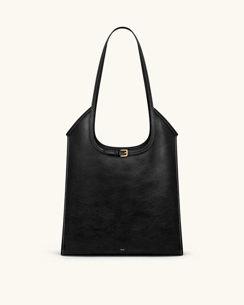 Brooke Belted Embellished Shoulder Tote Bag - Black