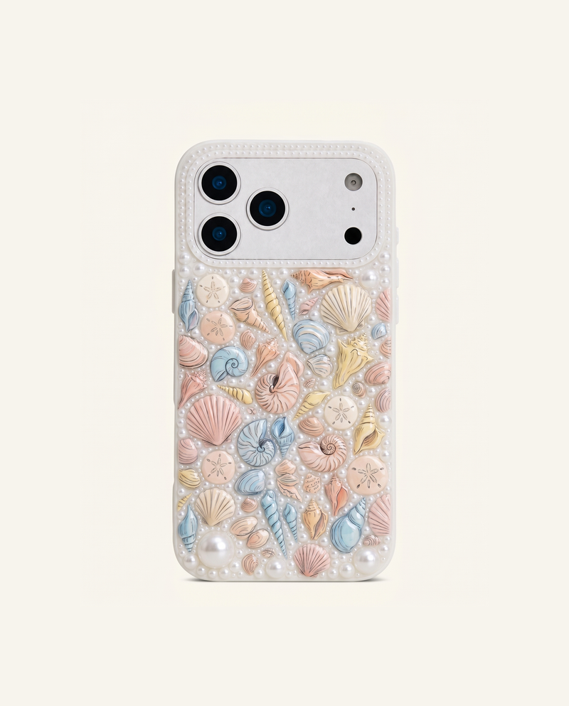 Seashell Pearl Phone Case - White