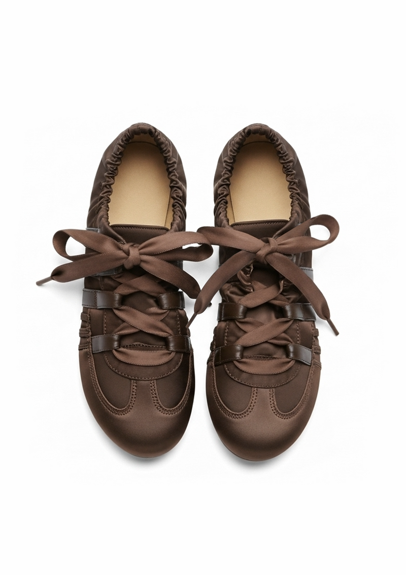 Ruby Ribboned Flats – Brown