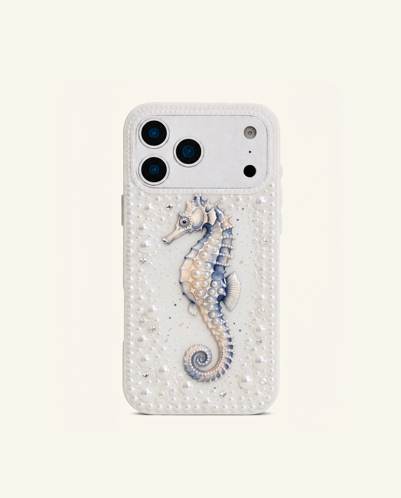 Seahorse Pearl Phone Case - White