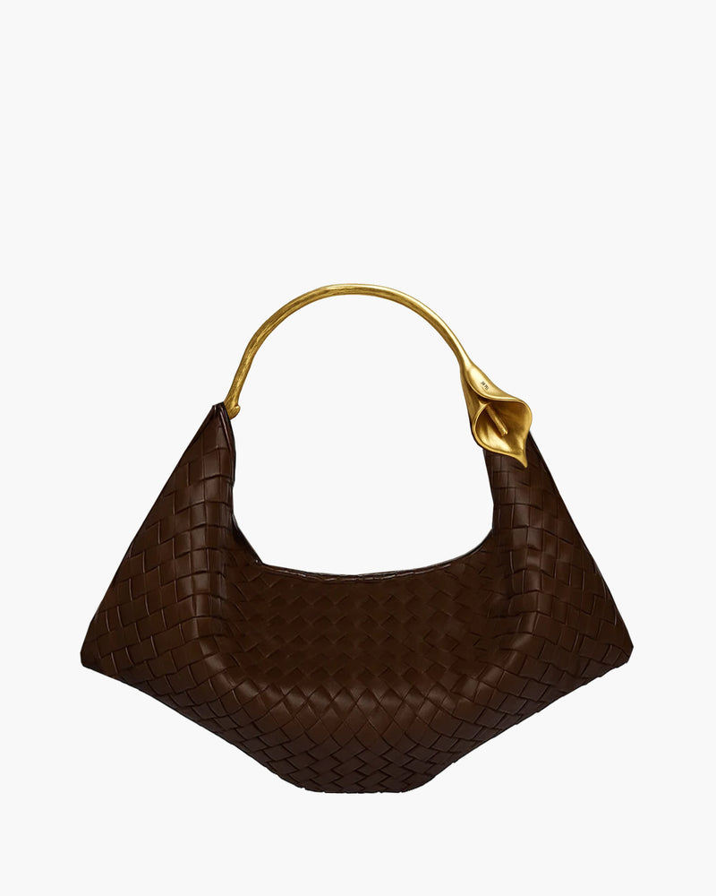 Calla Woven Top Handle Bag - Brown