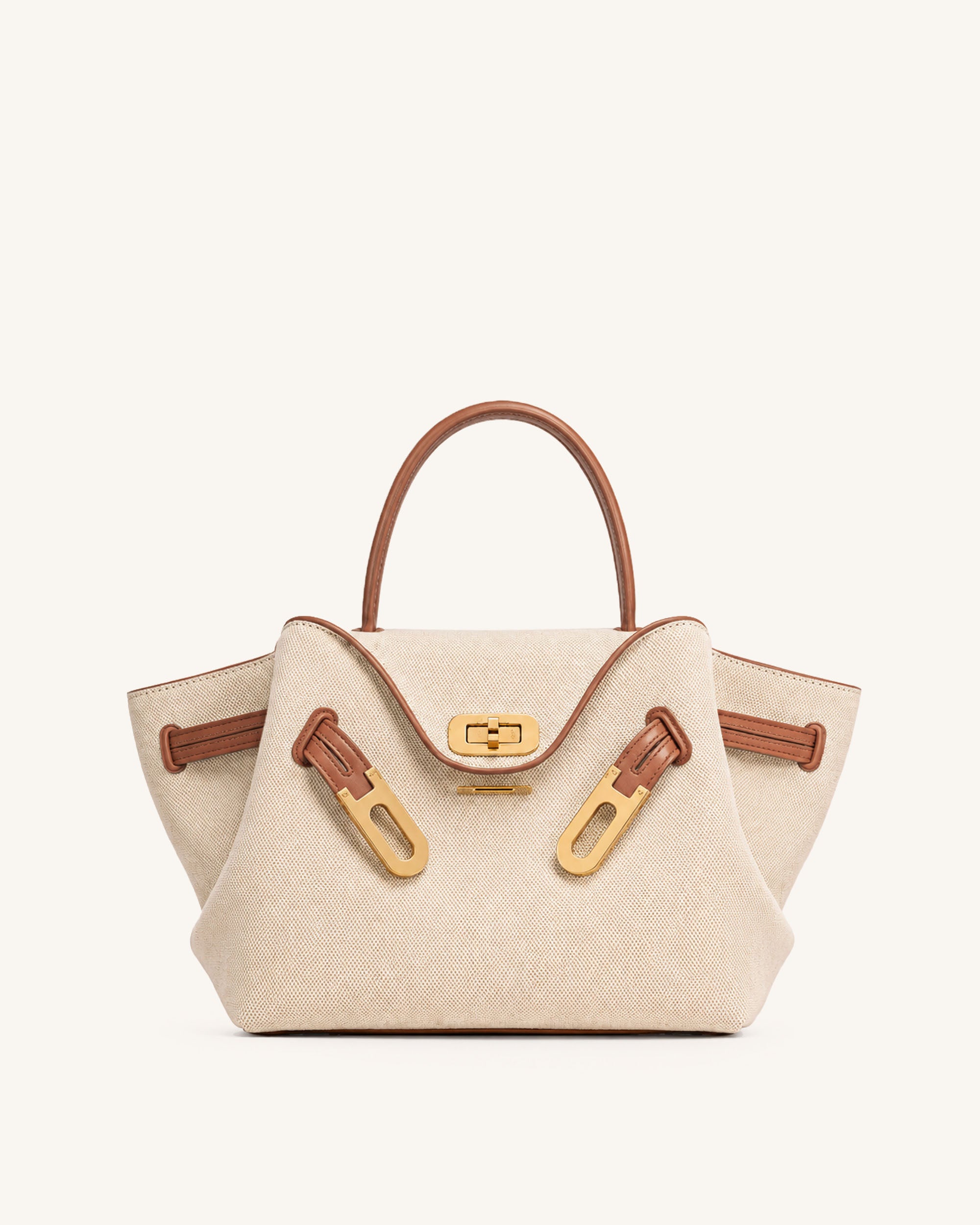 Rhea Canvas Top Handle Bag - Neutral