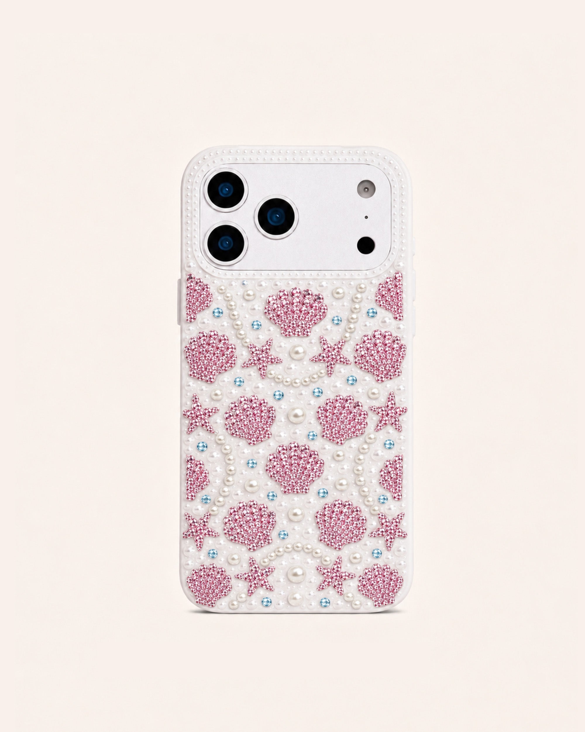 Seashell & Starfish Imitation Pearl Phone Case - White