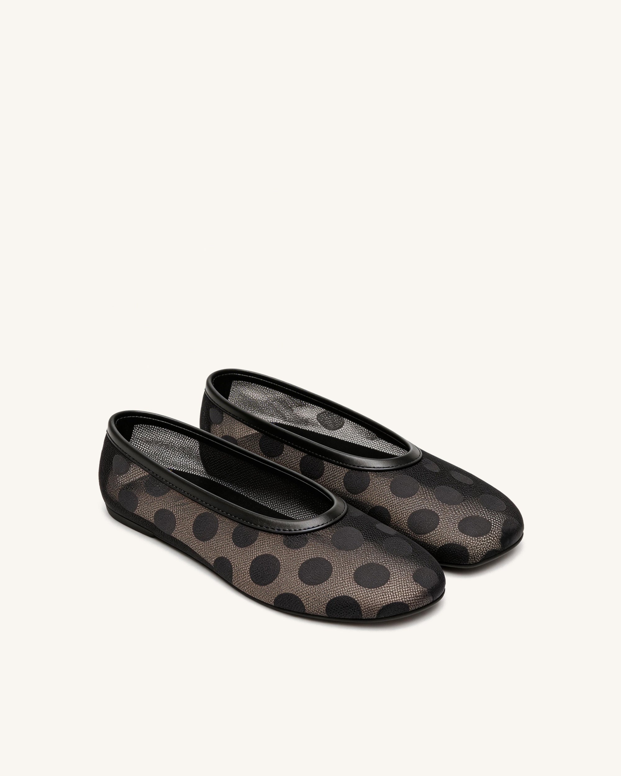 Ava Polka Dot Flats – Black