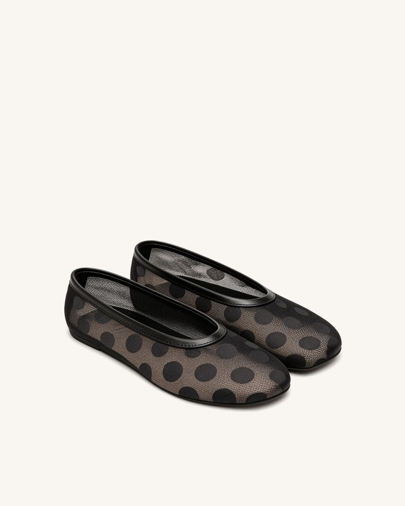 Ava Polka Dot Flats – Black