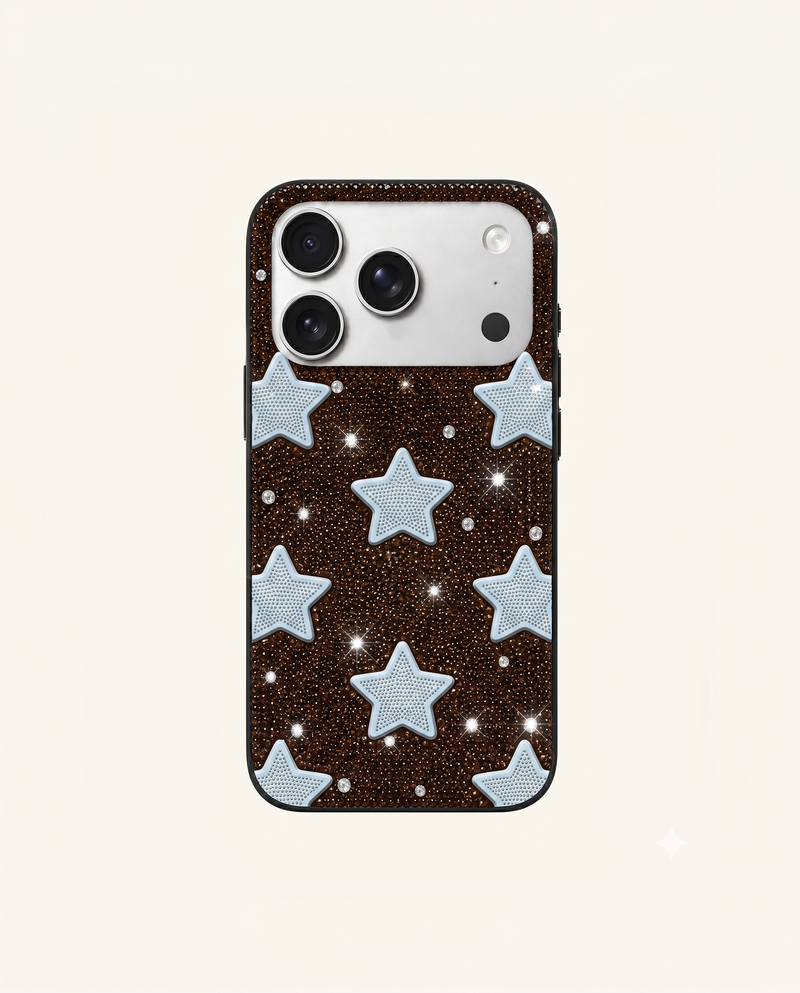 Star Artificial Crystal Phone Case - Brown
