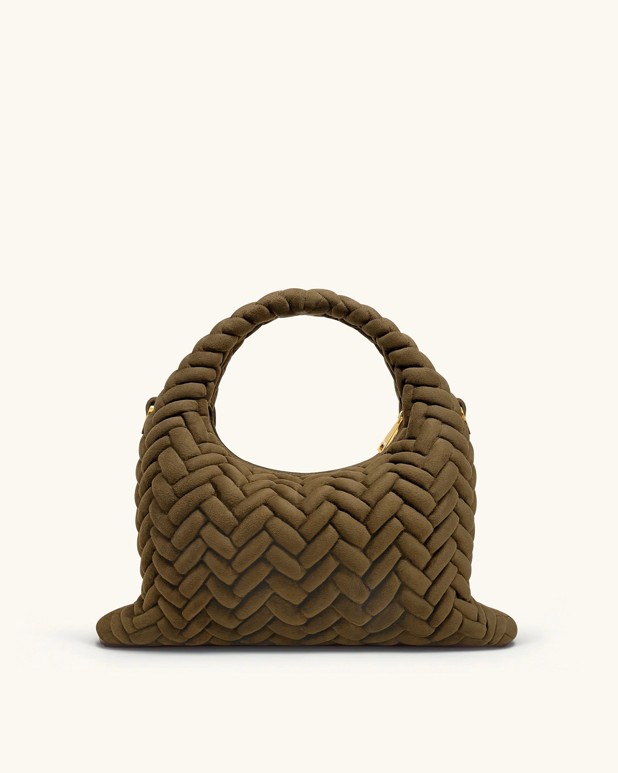 Cora Faux Suede Quilting Handle Bag - Olive Green